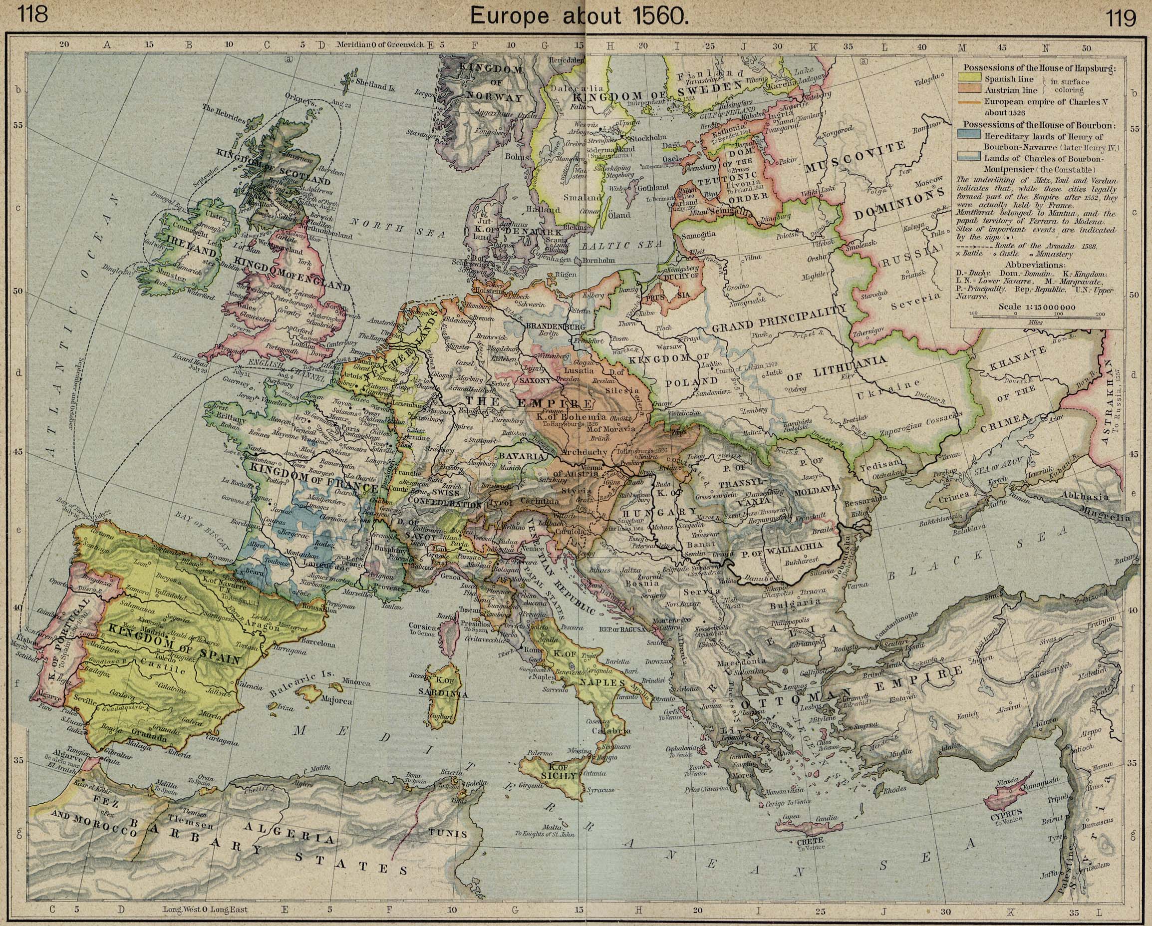 Carte europe en 1560